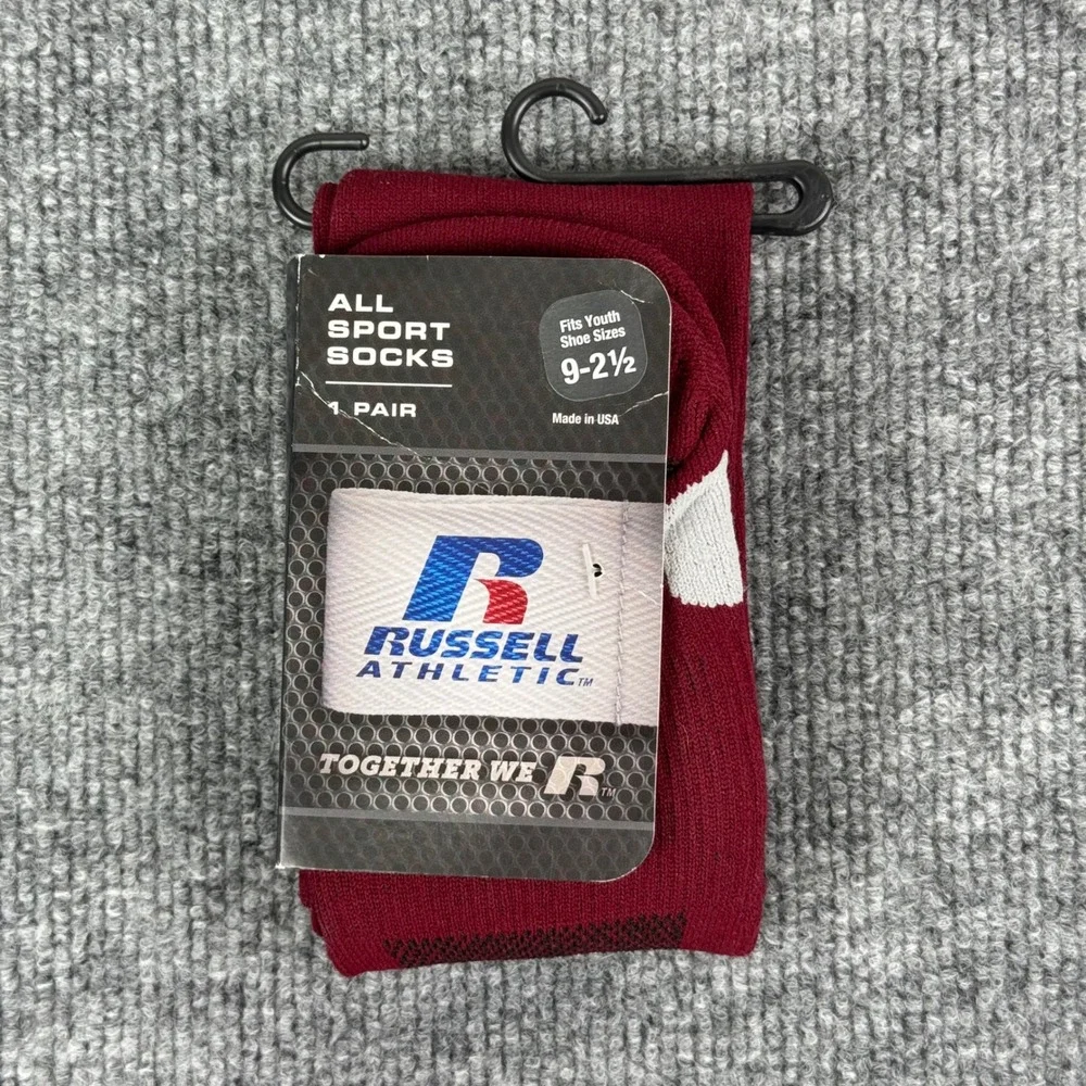 Russell Athletic‎ Socks Kids All Sport Maroon Youth Shoe Size 9-2.5 Baseball New